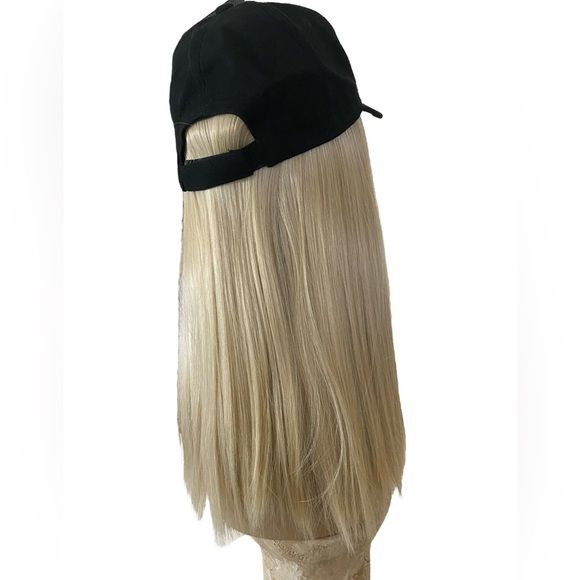 HAT WIG Black Ball Cap with 14” Ash Blonde Hair Attached Cap with Blonde Wig NWT - Picture 10 of 10